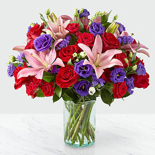 Assorted Pink, Red and Purple Vase Arrangement