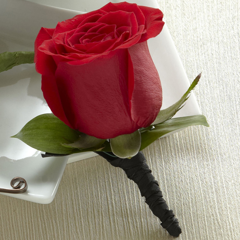  Red Rose Boutonniere