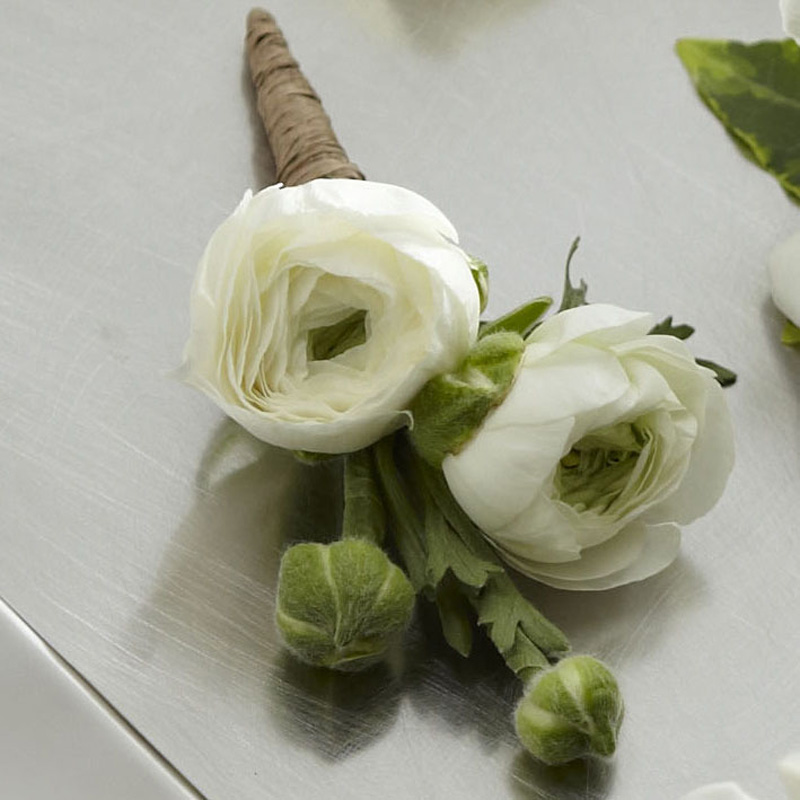  White Ranunculus Boutonniere