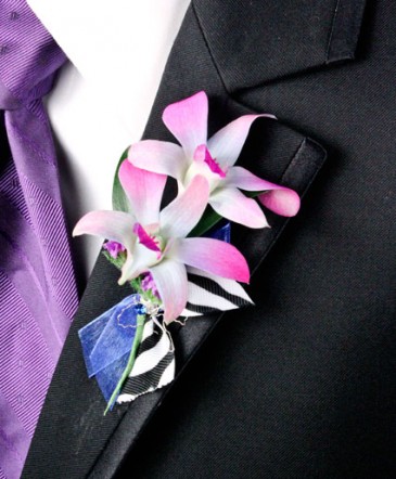 Blue and Pink Ceasar Boutonniere