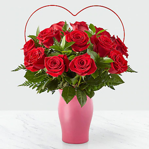 Cupid's Heart Red Rose Bouquet