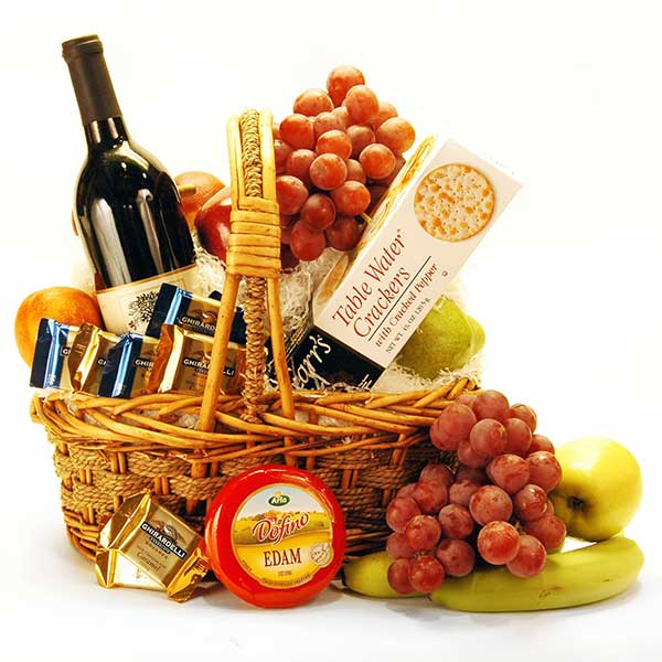 Wine & Cheese Fruit Basket