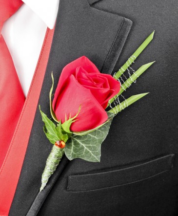 Single Red Rose Boutonniere