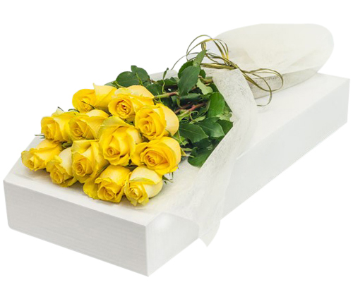 B-Classic Long Stem Yellow Roses in a Luxury Box